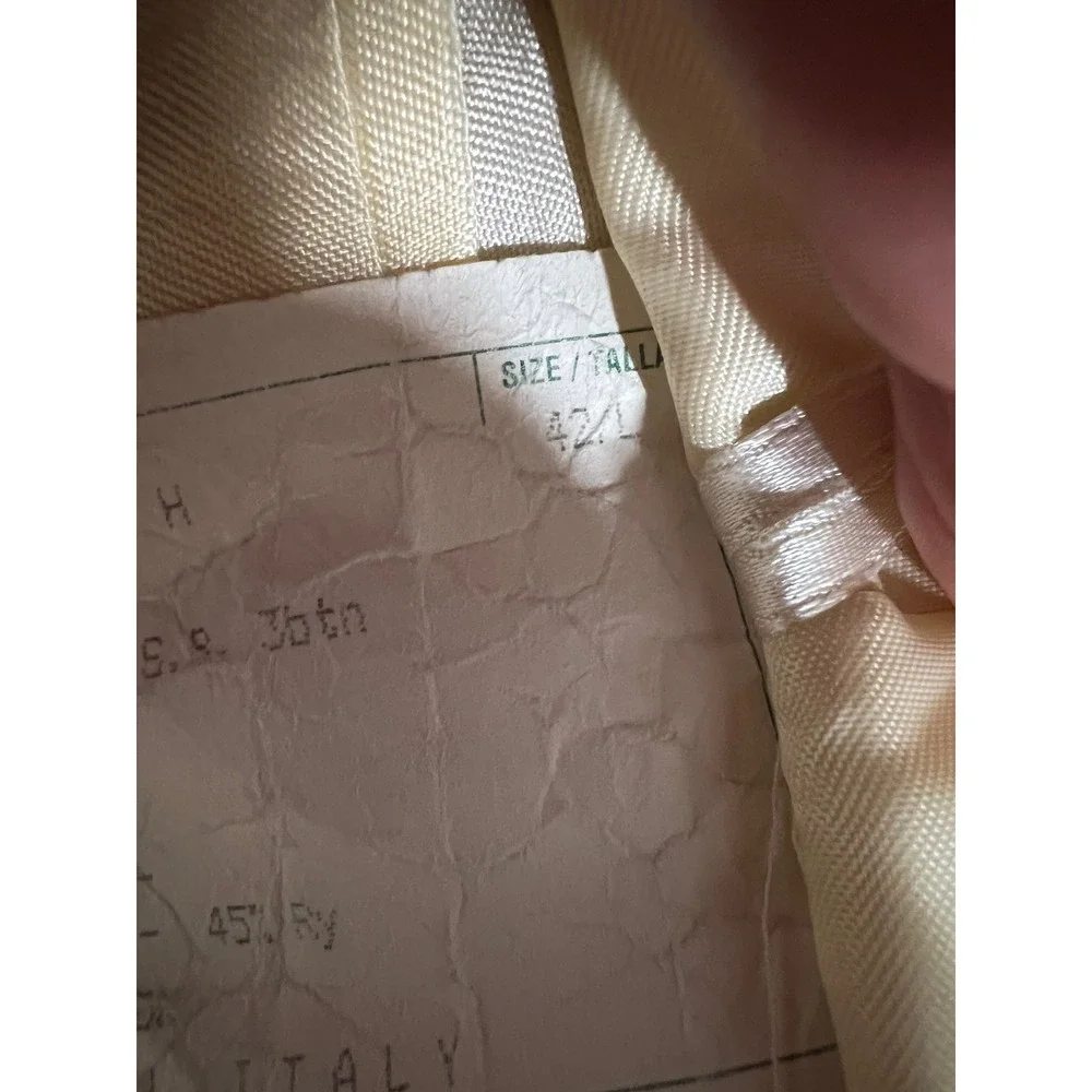 Bachrach Made in Italy Cashmere Wool Blazer Cream Waffle Weave Mens 42L